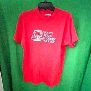 Vintage South Texas Collage of Law T Shirt Size L Red 50% Cotton 50% Poly